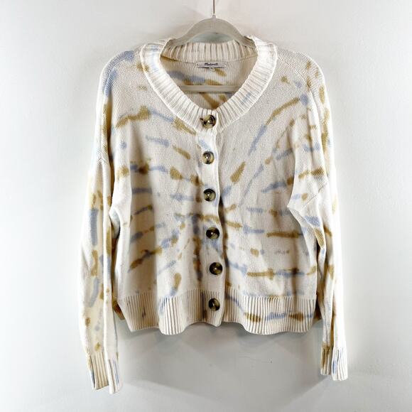 Madewell The Tie Dye Broadway Cardigan Sweater White Cream Medium - Picture 4 of 6